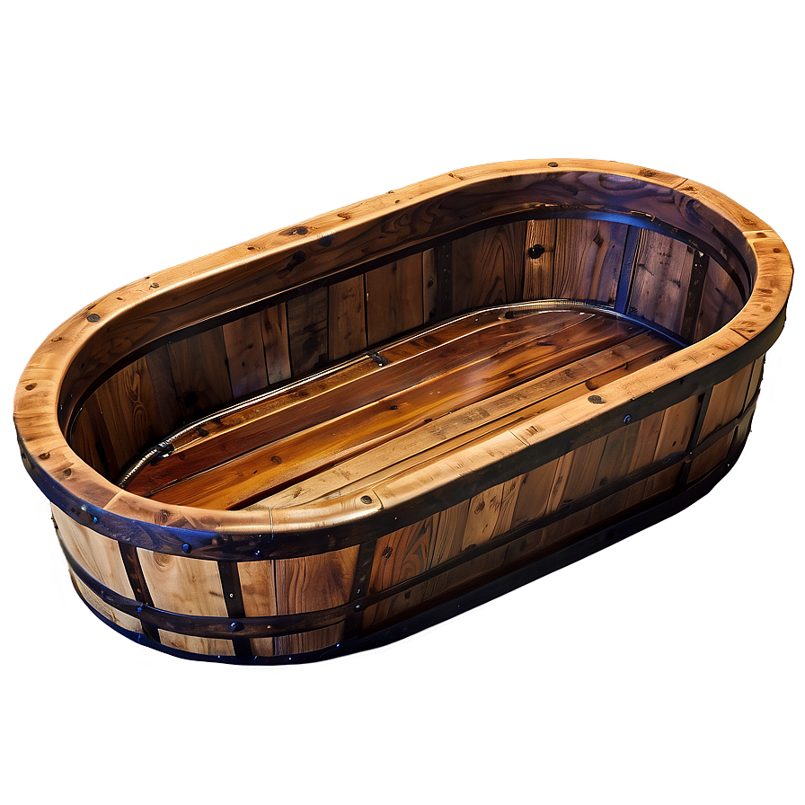 Rustic Wooden Bath Tub Png 06282024 PNG image