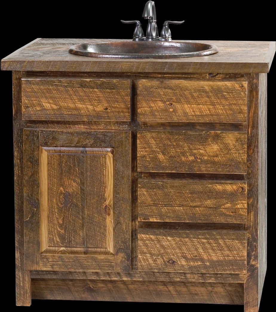 Rustic Wooden Bathroom Vanity Cabinet PNG image