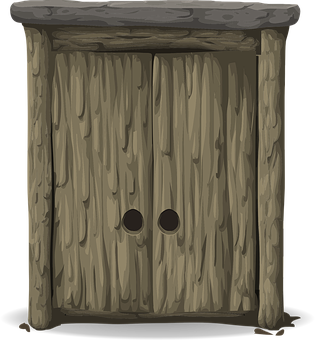 Rustic Wooden Door Cartoon PNG image