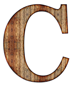 Rustic Wooden Letter C PNG image