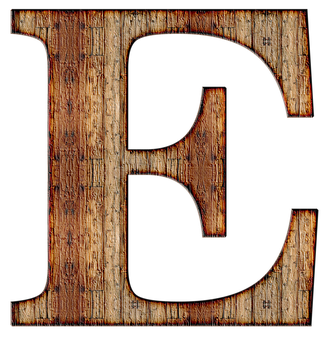 Rustic Wooden Letter E PNG image