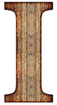 Rustic Wooden Letter I PNG image