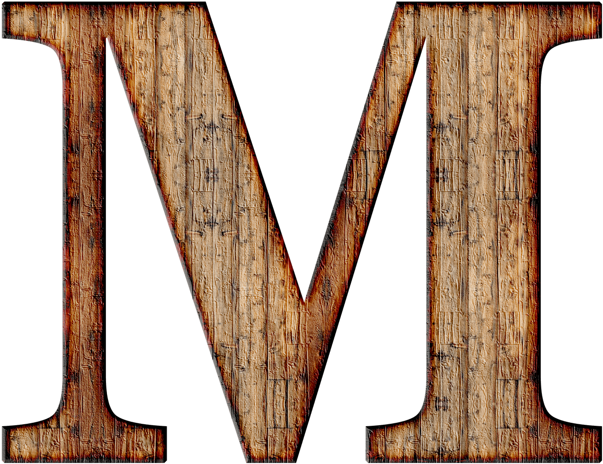 Rustic Wooden Letter M PNG image