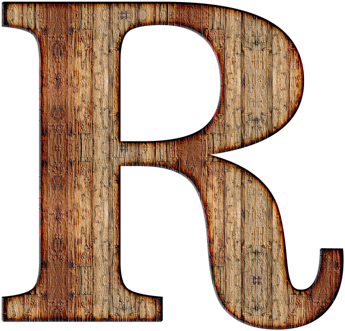 Rustic Wooden Letter R Texture PNG image