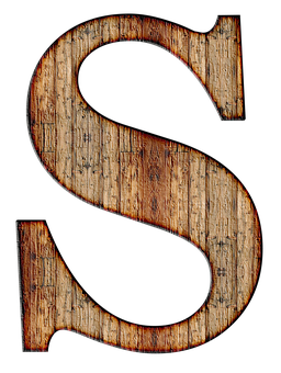 Rustic Wooden Letter S PNG image