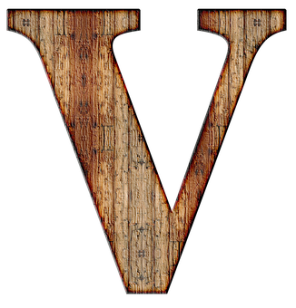 Rustic Wooden Letter V PNG image