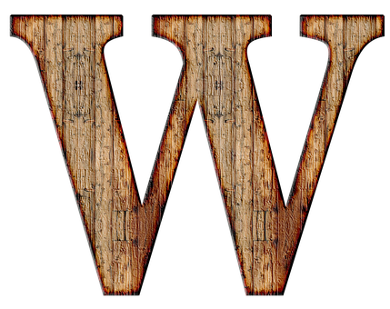 Rustic Wooden Letter W PNG image