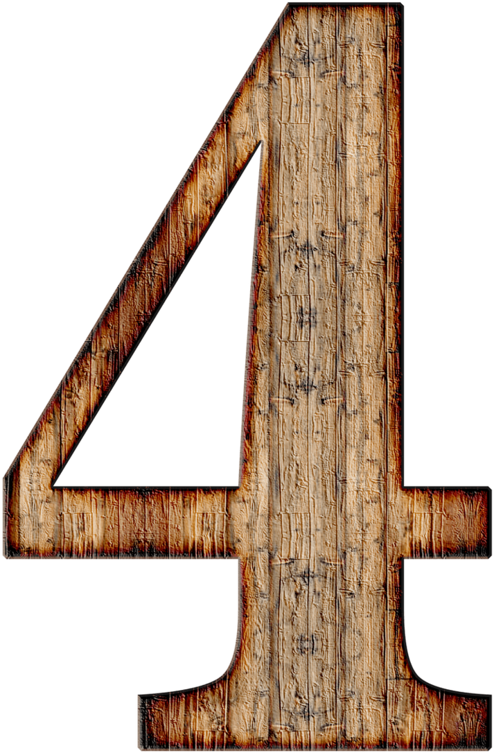 Rustic Wooden Number4 PNG image