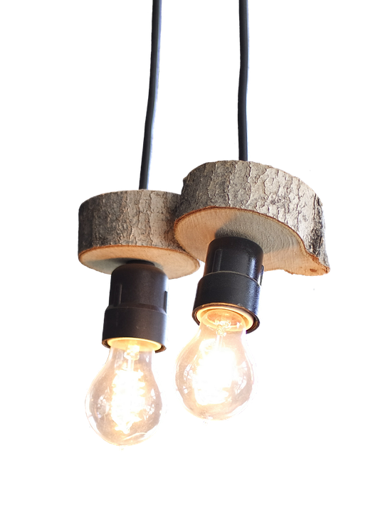 Rustic Wooden Pendant Lights PNG image