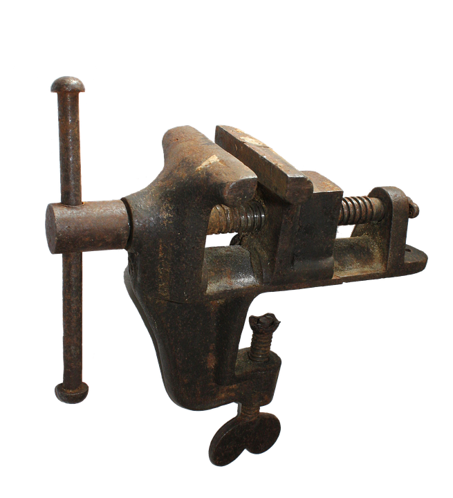 Rusty Bench Vise Tool PNG image