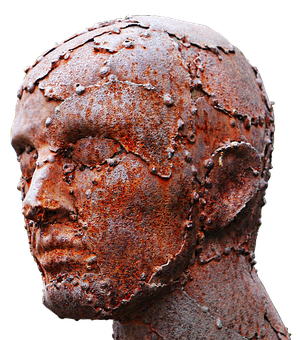 Rusty Metallic Sculpture Head PNG image