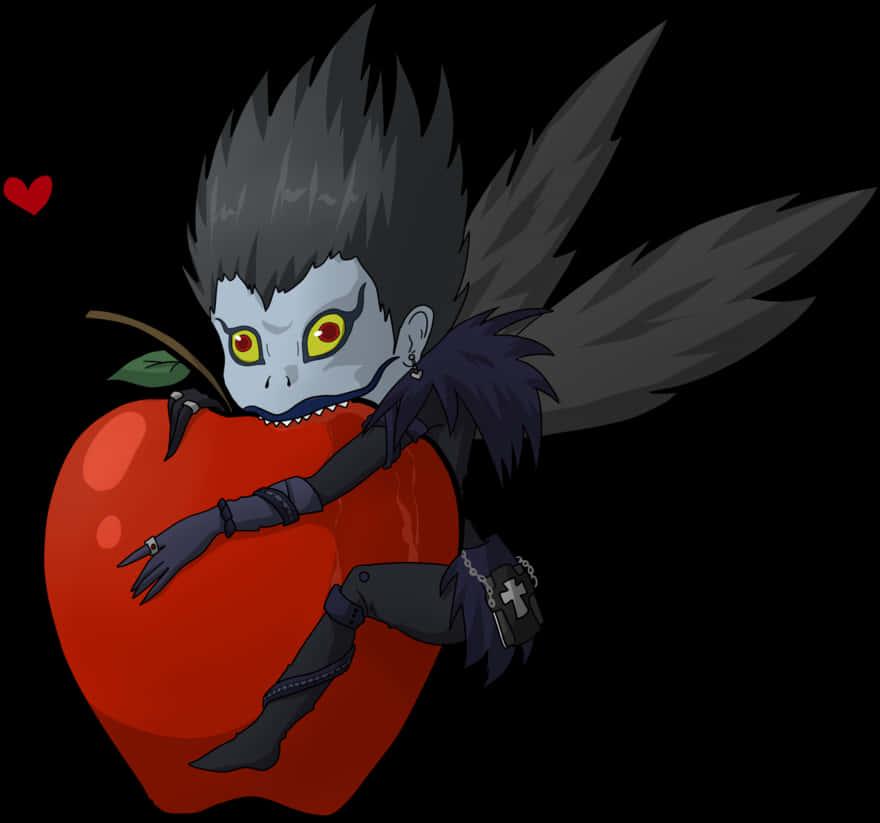 Ryuk_with_ Apple_ Love PNG image