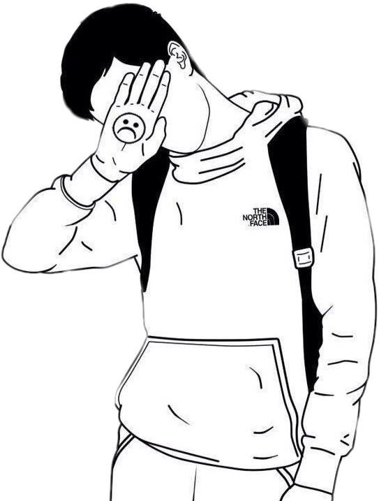 Sad Boy Covering Face PNG image