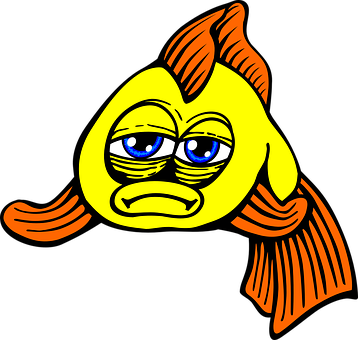 Sad Cartoon Fish Illustration PNG image
