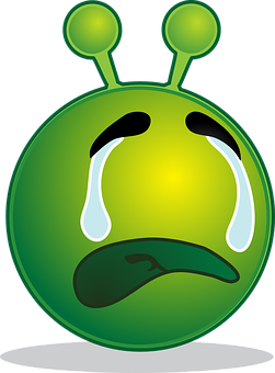 Sad Green Alien Cartoon PNG image