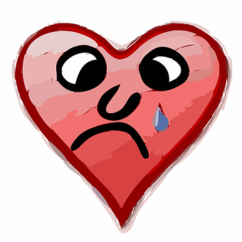 Sad Heart Cartoon Illustration PNG image