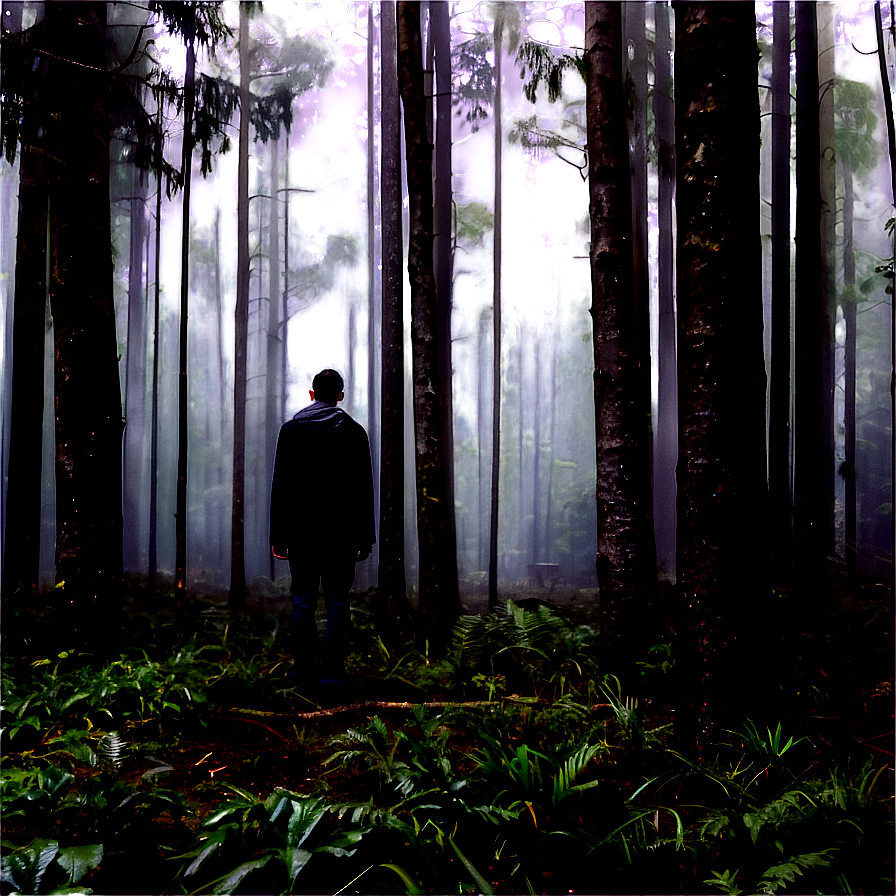 Sad Person In Misty Forest Png 90 PNG image