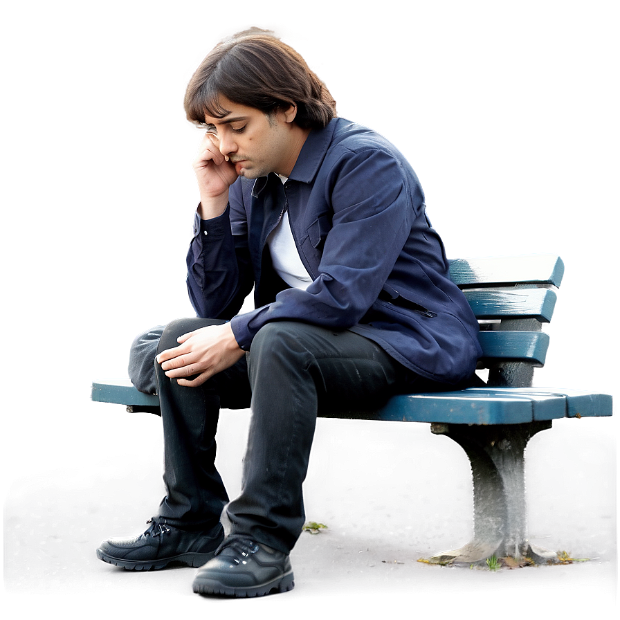 Sad Person On Bench Png 06122024 PNG image