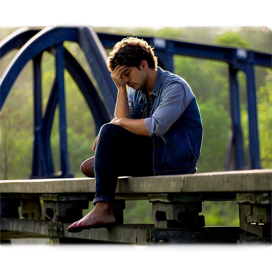 Sad Person On Bridge Png 06122024 PNG image