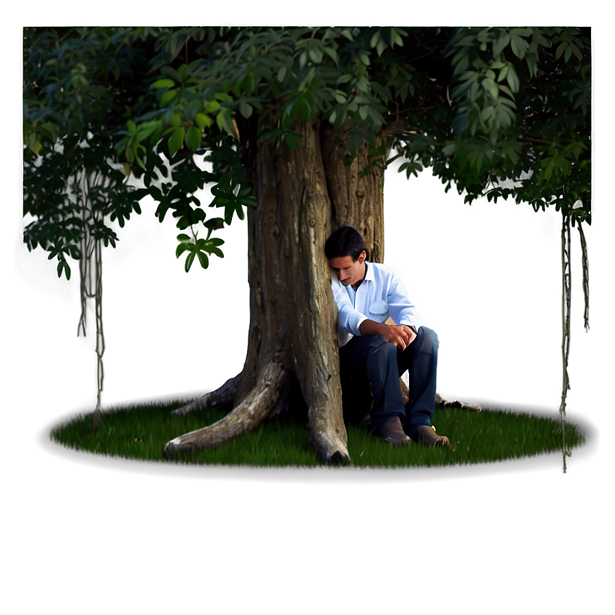 Sad Person Under Tree Png 55 PNG image