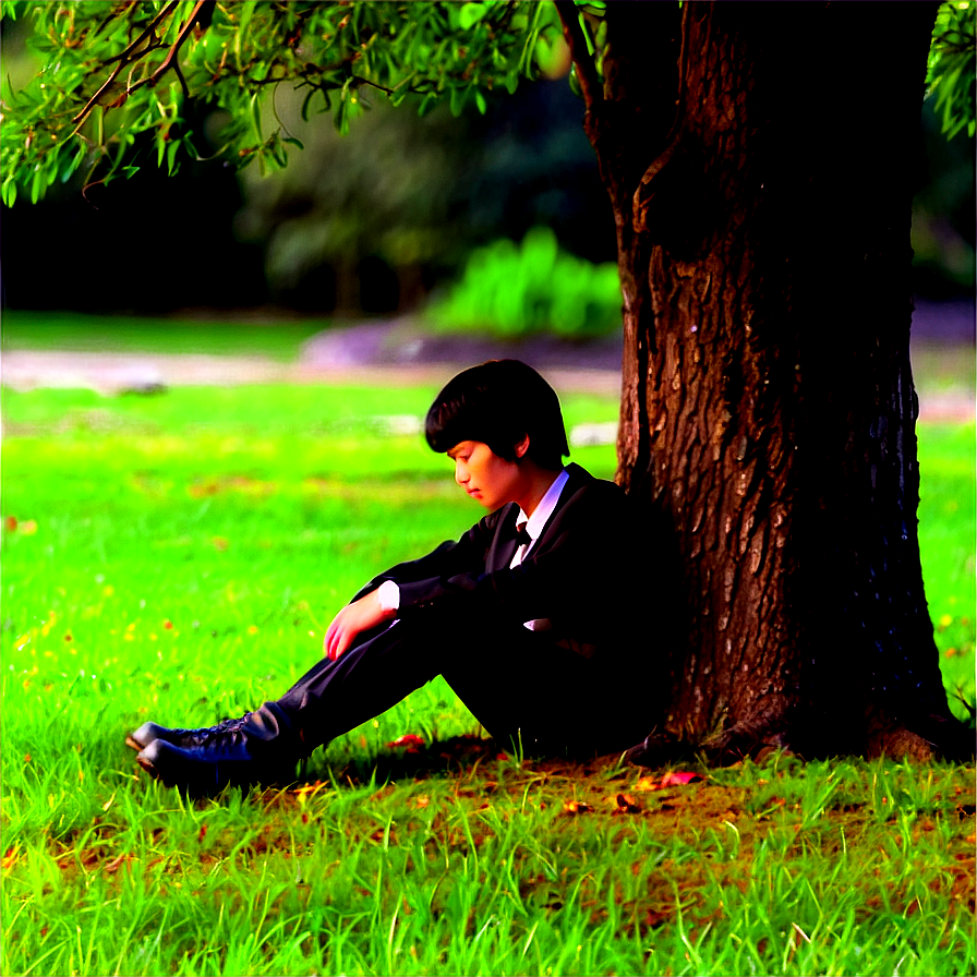 Sad Person Under Tree Png Dmq PNG image