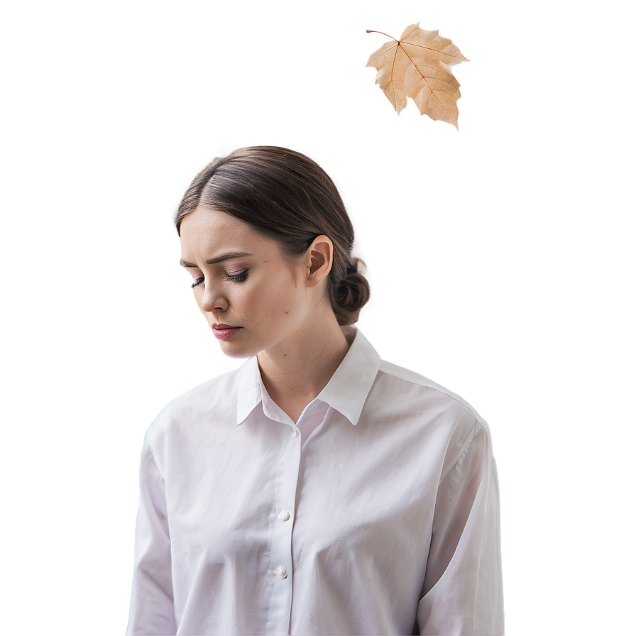 Sad Person With Falling Leaves Png 06122024 PNG image