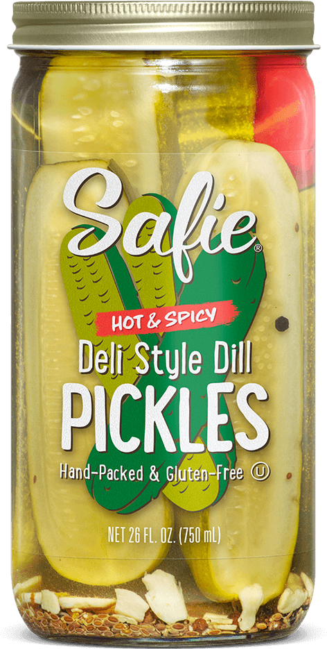 Safie Hot Spicy Deli Style Dill Pickles Jar PNG image