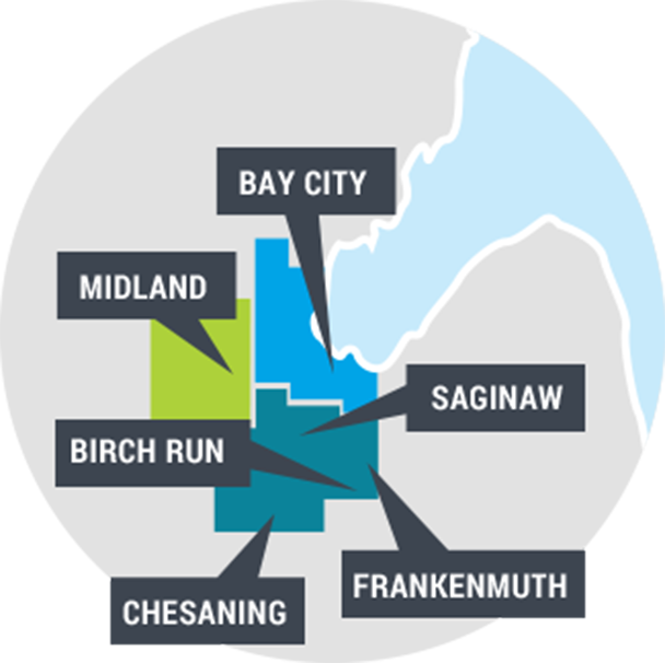 Saginaw Bay City Midland Region Map PNG image