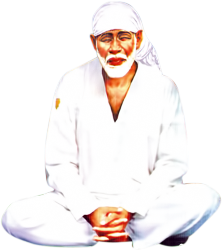Sai Baba Sitting White Attire PNG image
