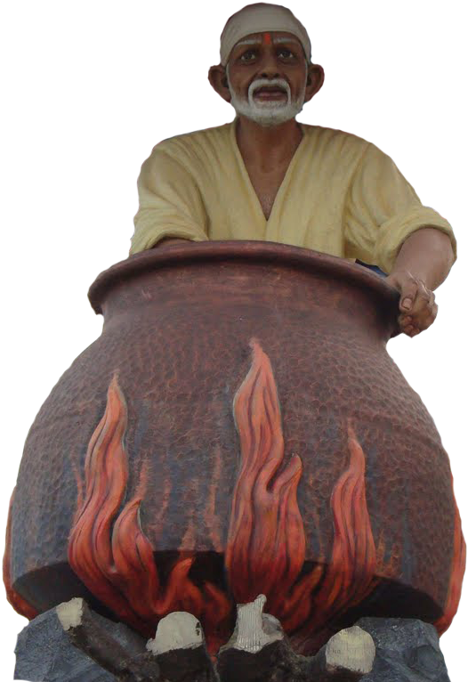Sai Baba Statue Dhuni Flame PNG image