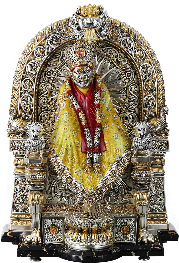 Sai Baba Statue Ornate Throne.png PNG image