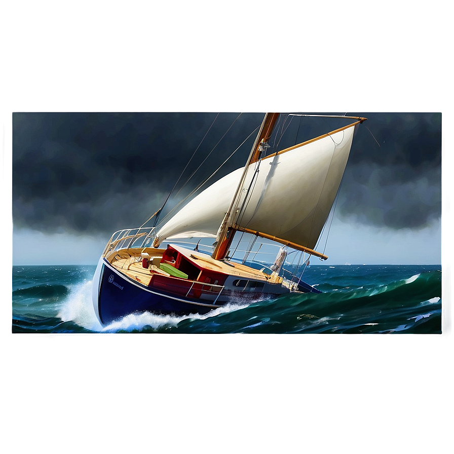 Sailboat In Stormy Sea Png 05242024 PNG image