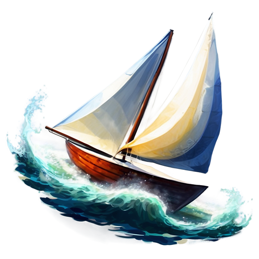 Sailboat In Stormy Sea Png Ocp PNG image