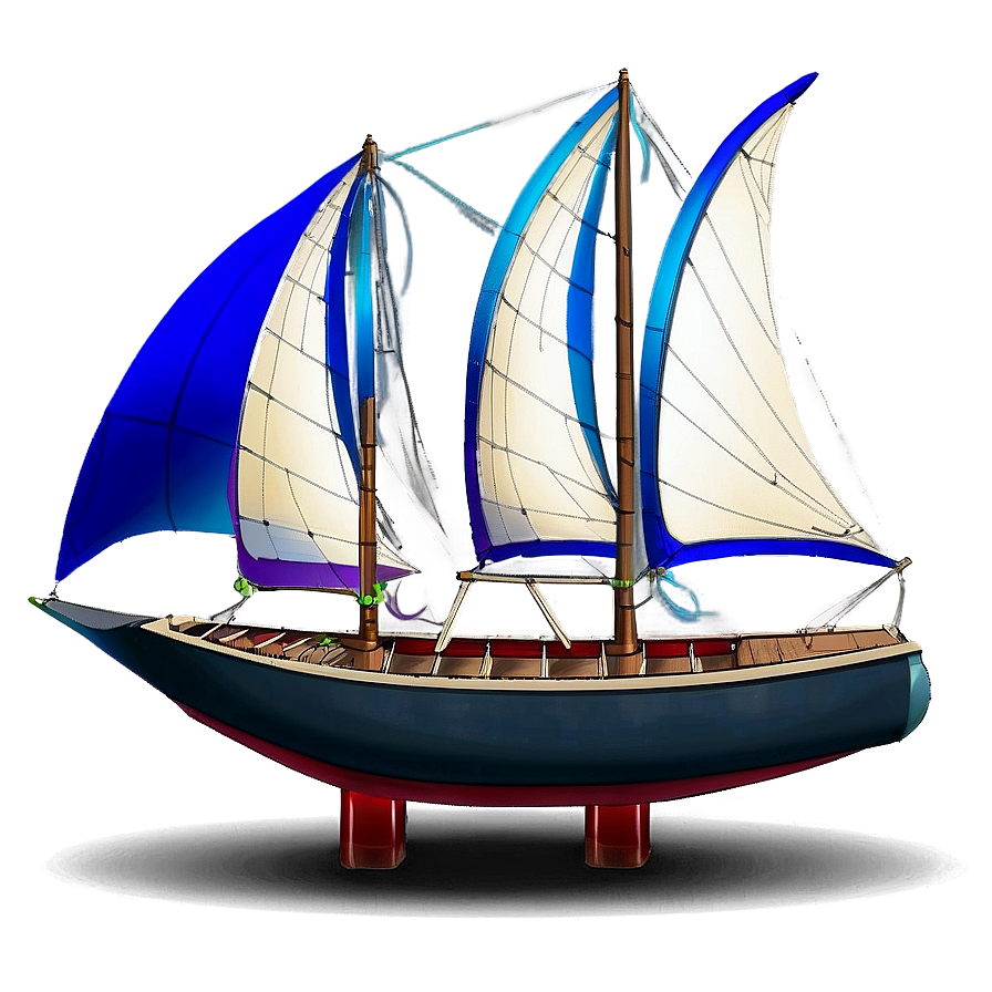 Sailboat With Blue Sails Png 5 PNG image