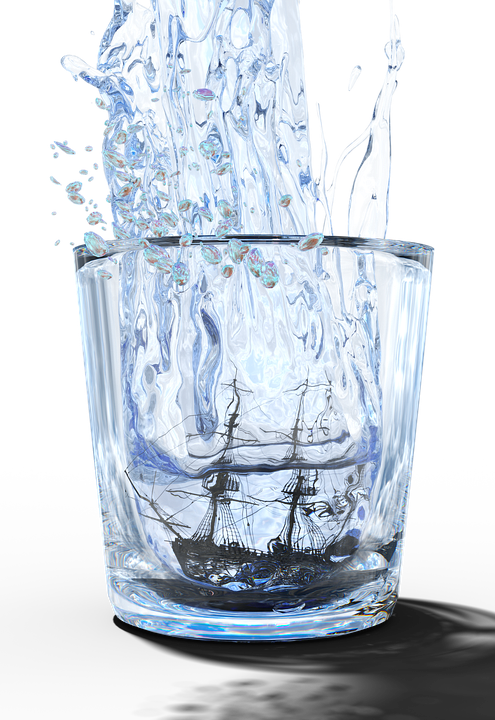 Sailing Ship In Stormy Glass Water Pour PNG image