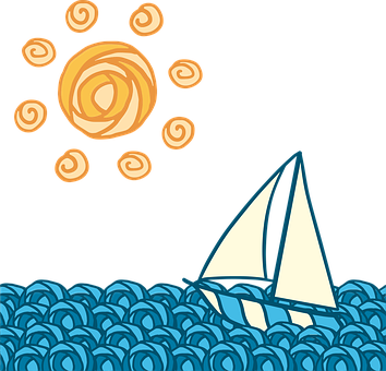 Sailing Under Swirling Sun PNG image