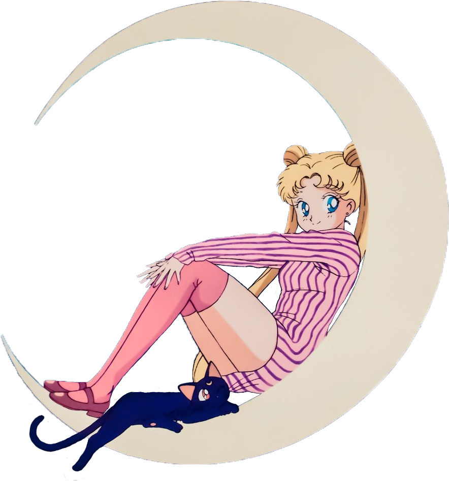 Sailor Moonand Lunaon Crescent Moon PNG image