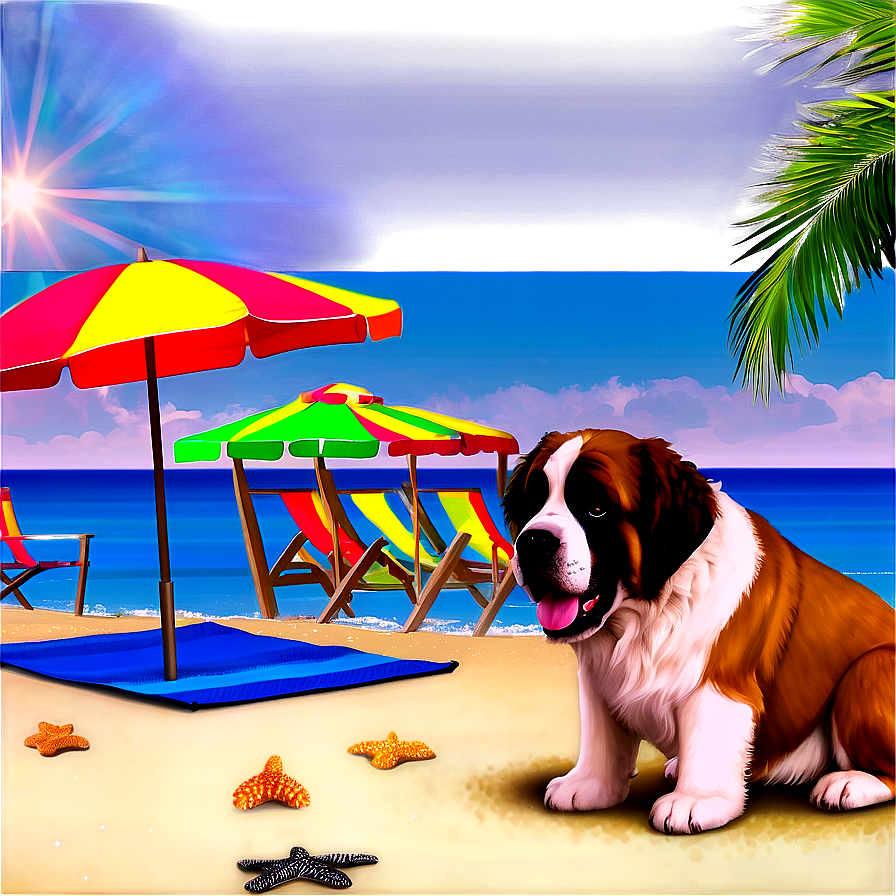 Saint Bernard At The Beach Png 06252024 PNG image