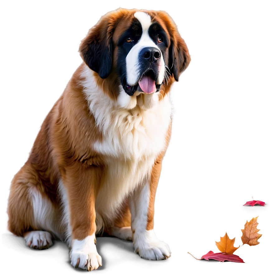 Saint Bernard In Autumn Leaves Png 29 PNG image