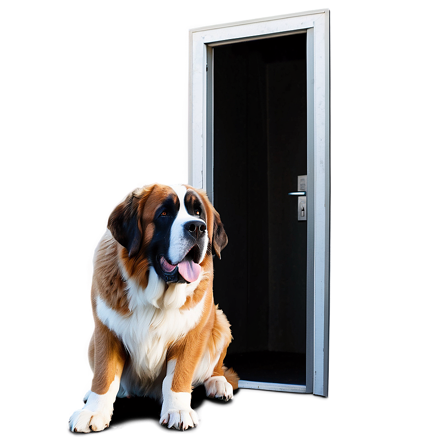 Saint Bernard Waiting At Door Png Itn PNG image