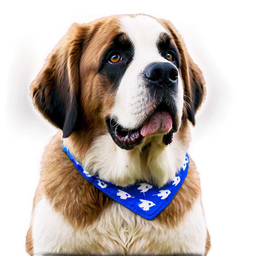 Saint Bernard With Blue Bandana Png Sav50 PNG image