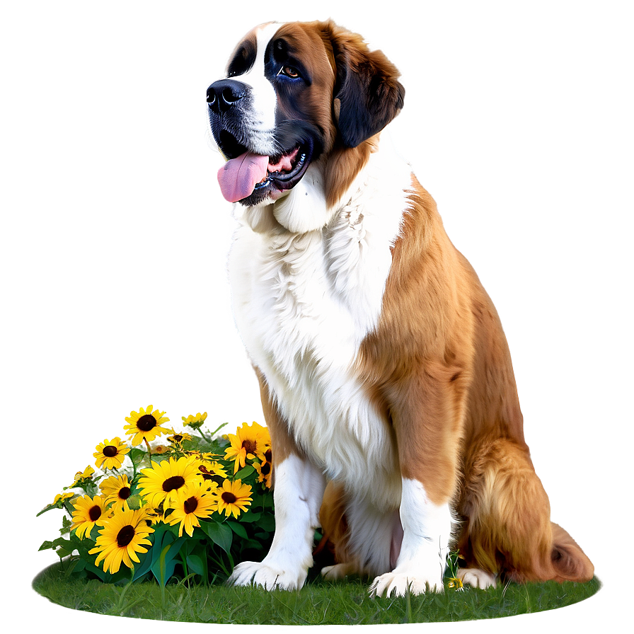 Saint Bernard With Flowers Png Rld71 PNG image