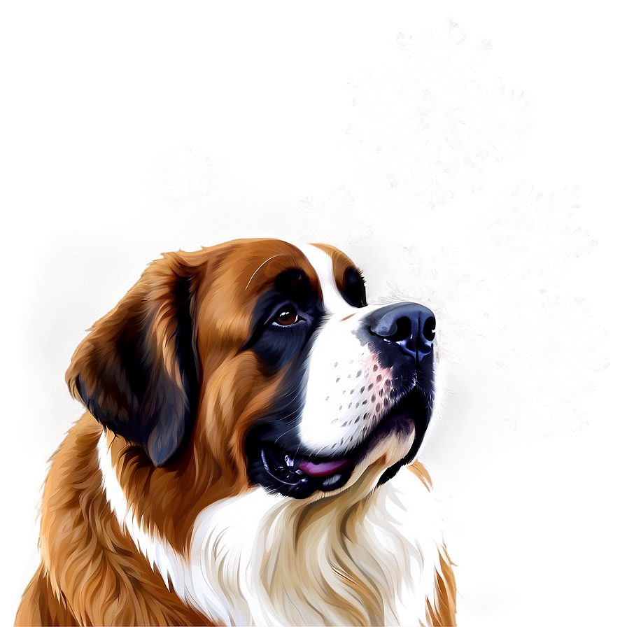 Saint Bernard With Snowflakes Png 33 PNG image