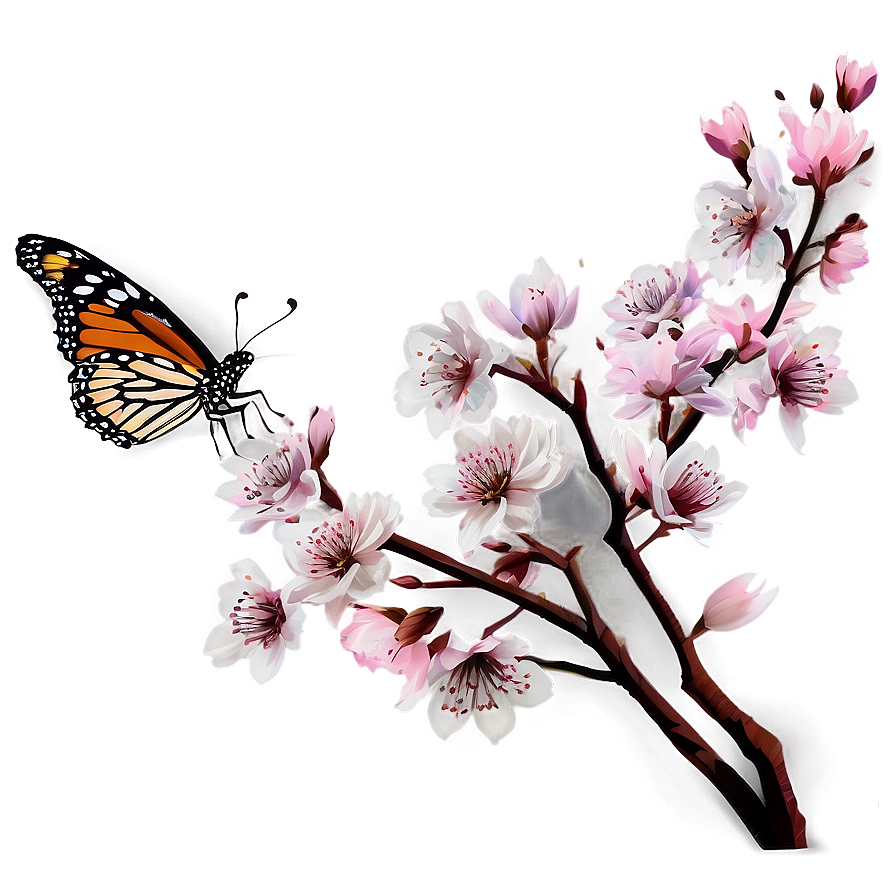 Sakura Tree With Butterfly Png Hbi77 PNG image