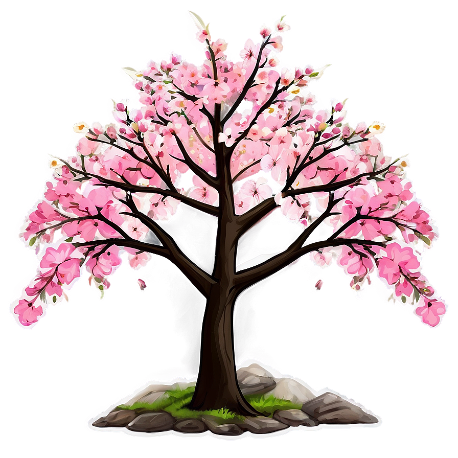 Sakura Tree With Mountain Background Png 06122024 PNG image