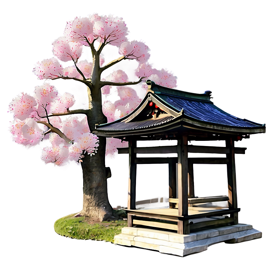 Sakura Tree With Temple Shrine Png 75 PNG image