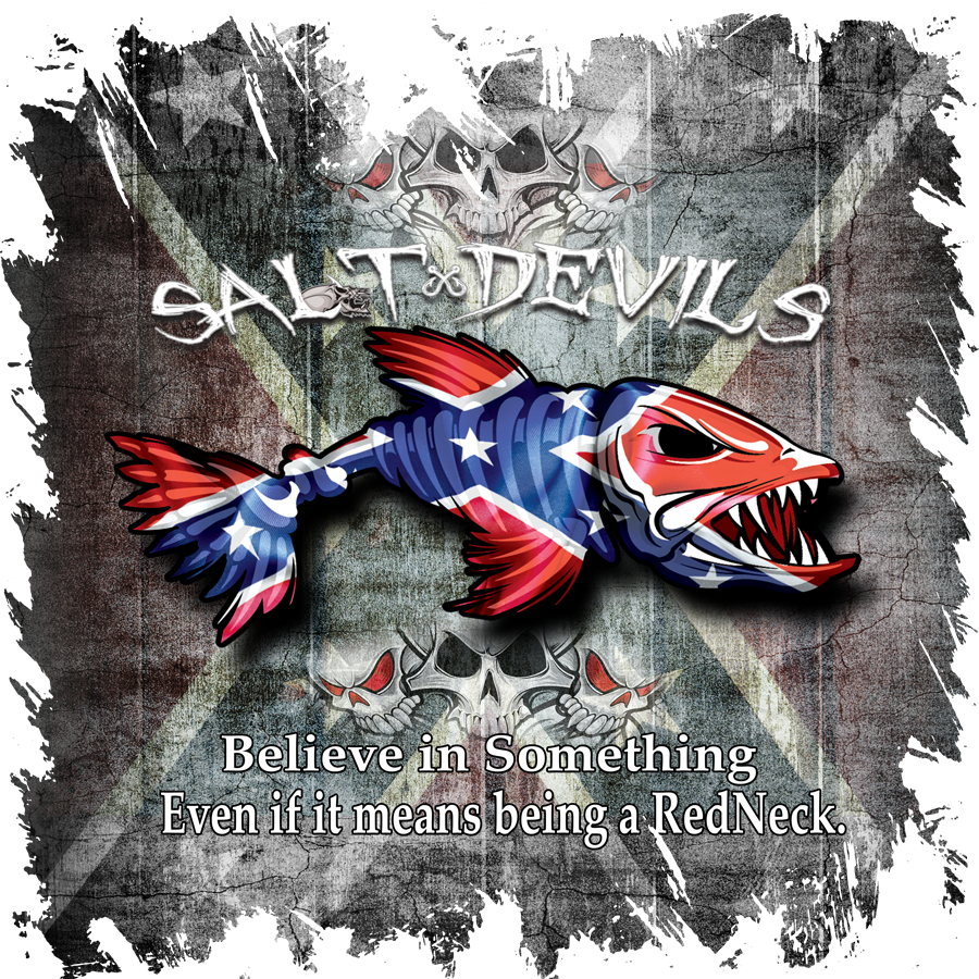 Saltwater Devils Redneck Patriotic Fish PNG image