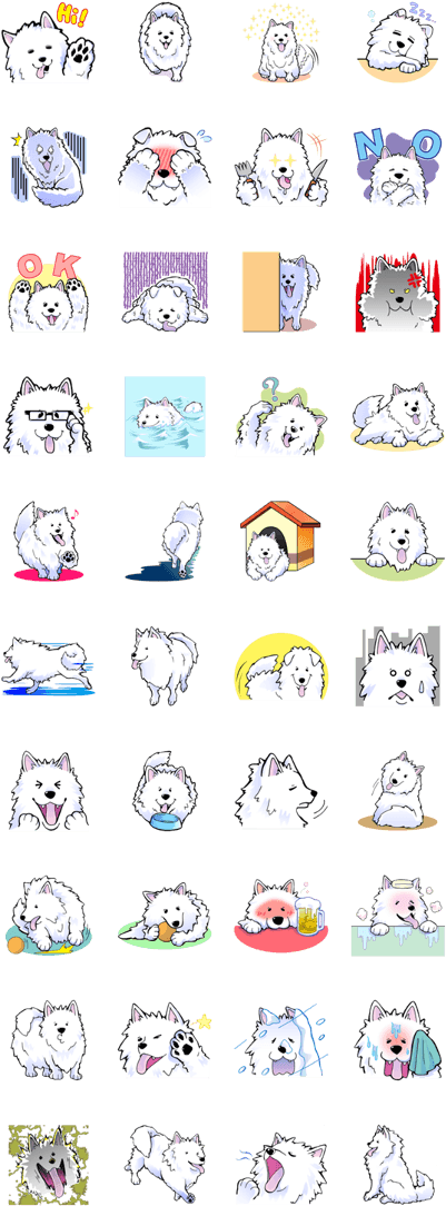 Samoyed Emoticon Set PNG image