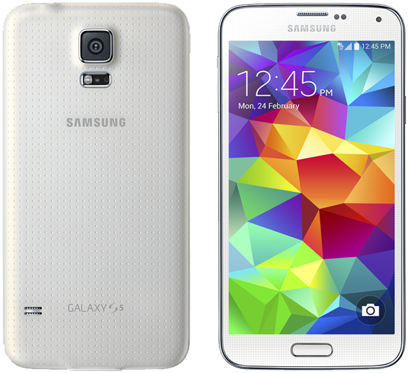 Samsung Galaxy S5 White Front Back PNG image