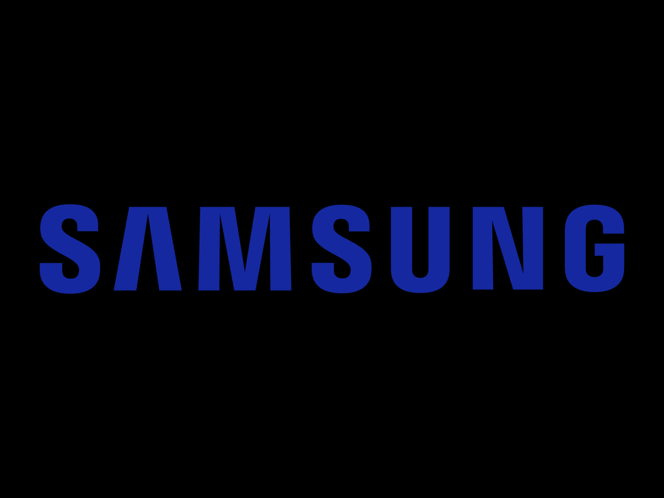 Samsung Logo Blueon Black Background PNG image